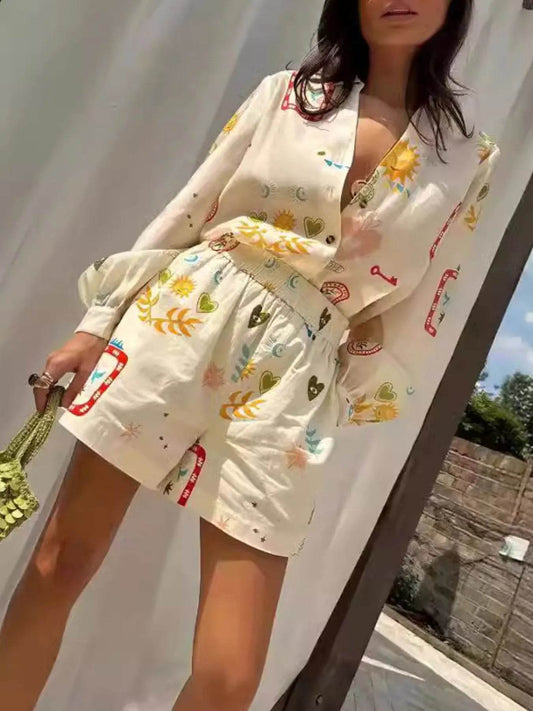 Printed Long Sleeve Shirt and Shorts Set Trendsi b5567f9d-a40e-4660-89e8-986a3463159f-Max-Origin