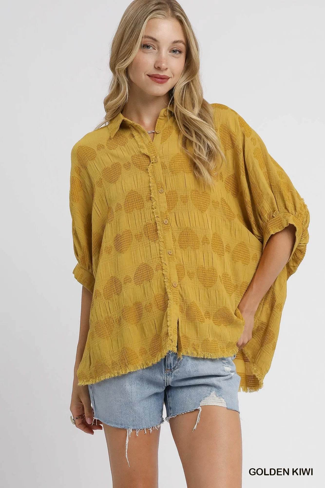 Umgee Jacquard Heart Collared Shirt Trendsi b560b69c-4017-4128-841c-bbb606c46b39-Max-Origin