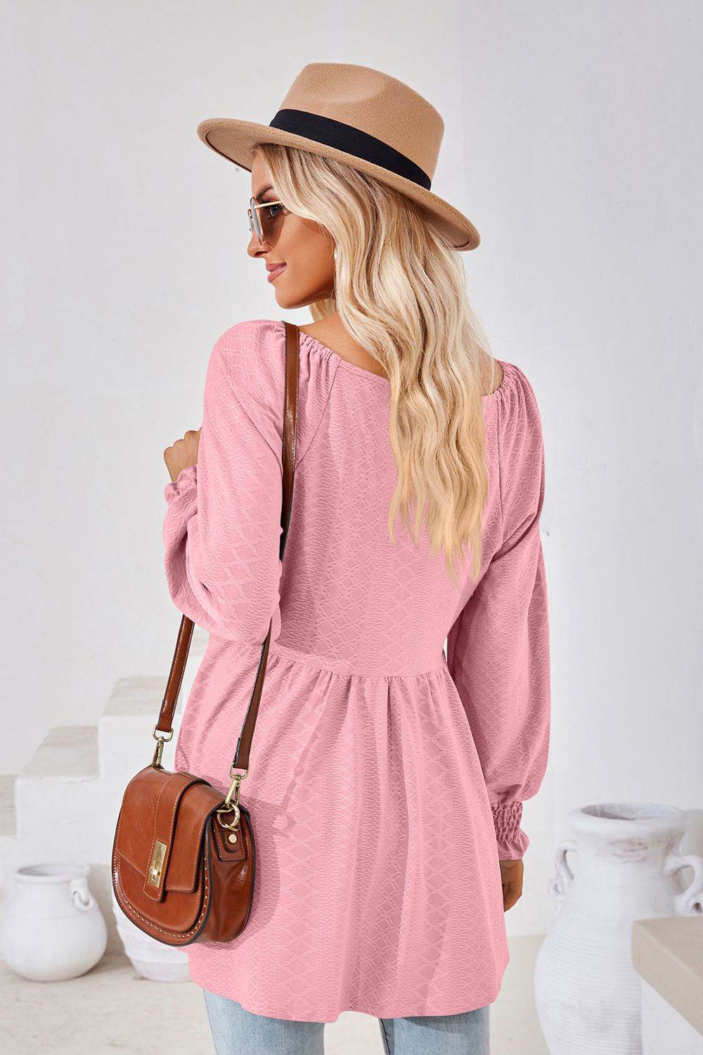 V-Neck Lantern Sleeve Blouse Trendsi b580689651234cafa67ba2cdd45ed1a7-Max