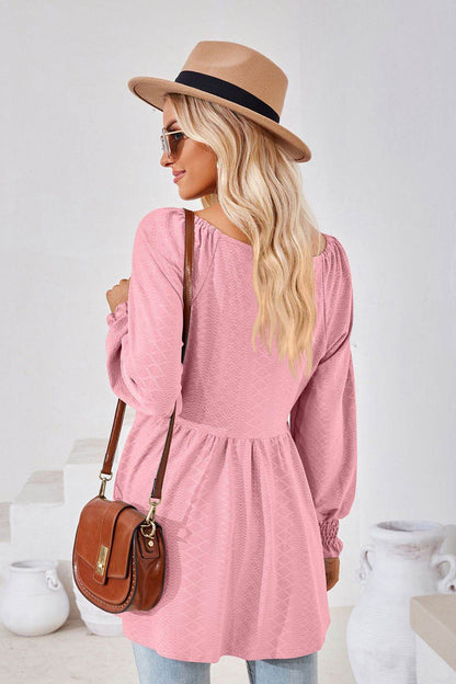 V-Neck Lantern Sleeve Blouse Trendsi b580689651234cafa67ba2cdd45ed1a7-Max