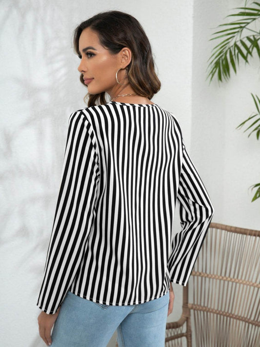 Striped Long Sleeve Notched Blouse Trendsi b583cfffbd7a4c3fae544a677d28239d-Max