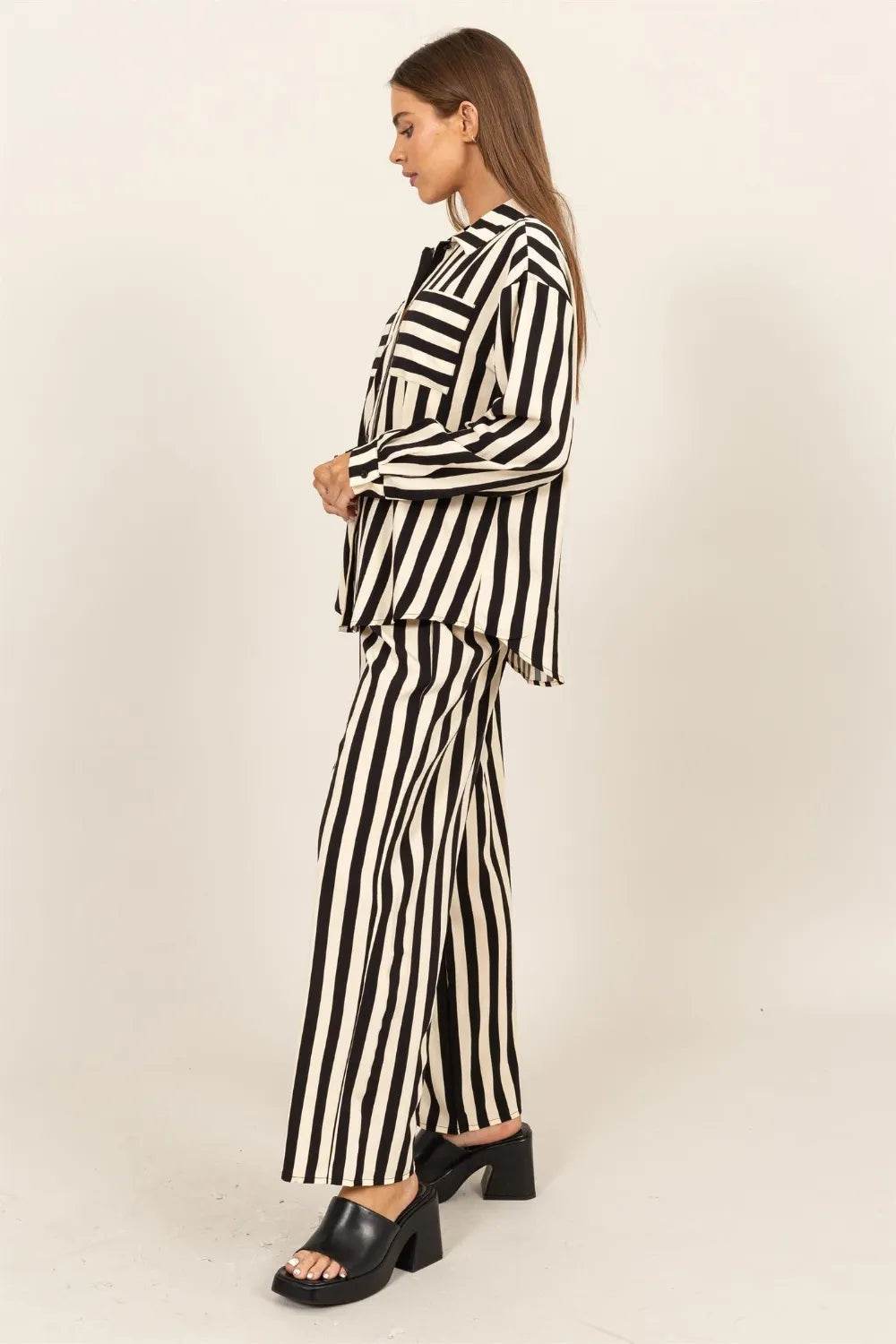 HYFVE Striped Button Up Shirt and Pants Set Trendsi b59c9c98-b514-45c6-946a-4f225951bb59-Max