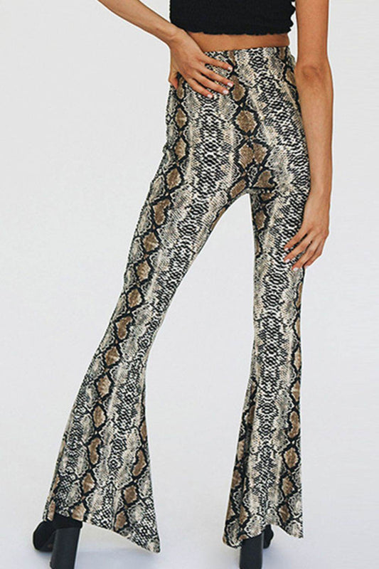 Snakeskin Print Flare Pants Trendsi b5ea903f9d0e49a8b6c49fc23372be47-Max