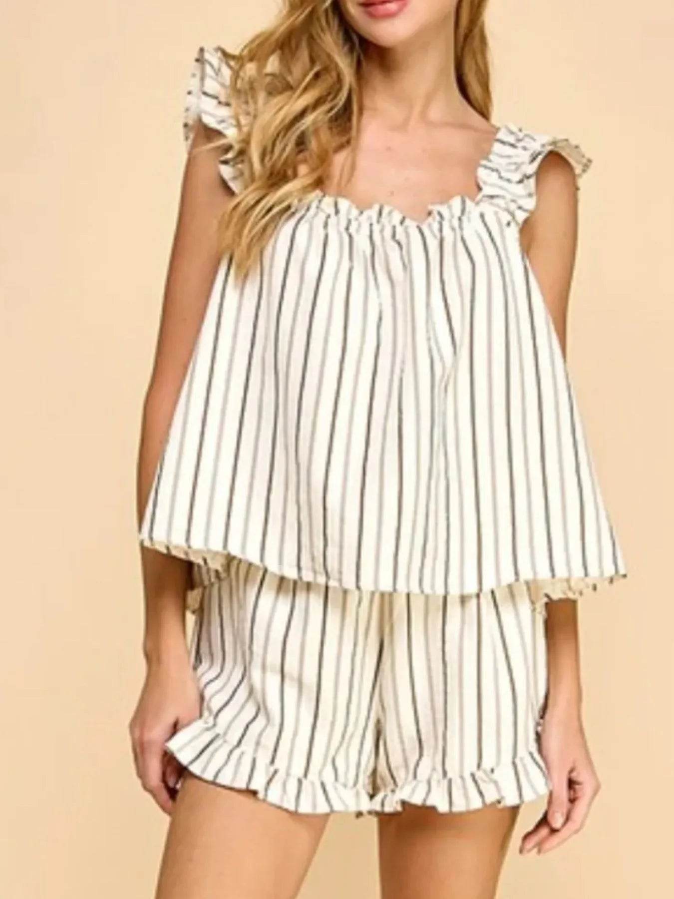 Ruffled Striped Tank and Shorts Set Trendsi b5f8e20b-acd0-4f6e-8fbb-39d920f78637-Max-Origin