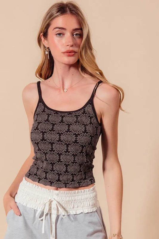 SO ME Two Tone Floral Seamless Tank Top CHARCOAL BLACK Trendsi b5fd0c2b366d4efbb8e98aa70fe439f2-Max-Origin