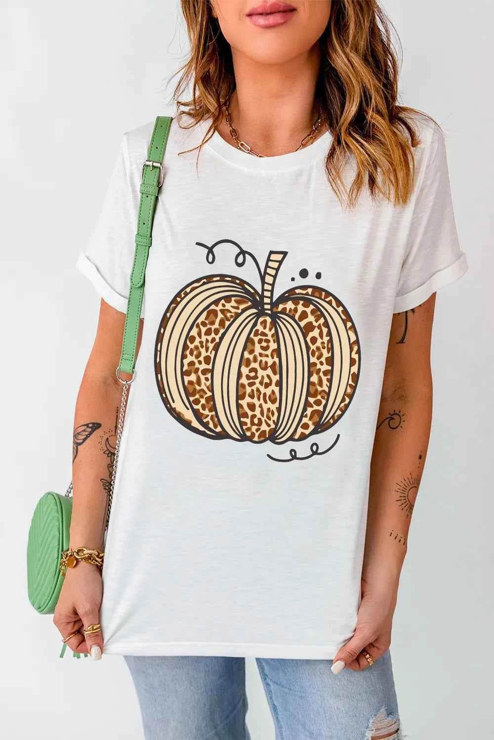 Pumpkin Round Neck Short Sleeve T-Shirt Trendsi b60155d6-f746-40a8-8b55-595167169466-Max