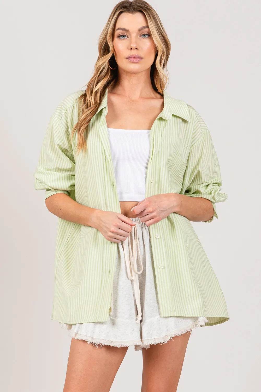 SAGE + FIG Striped Button Up Long Sleeve Shirt Trendsi b62fb0f6-cc15-4df8-aaf7-c84c639b3fbf-Max