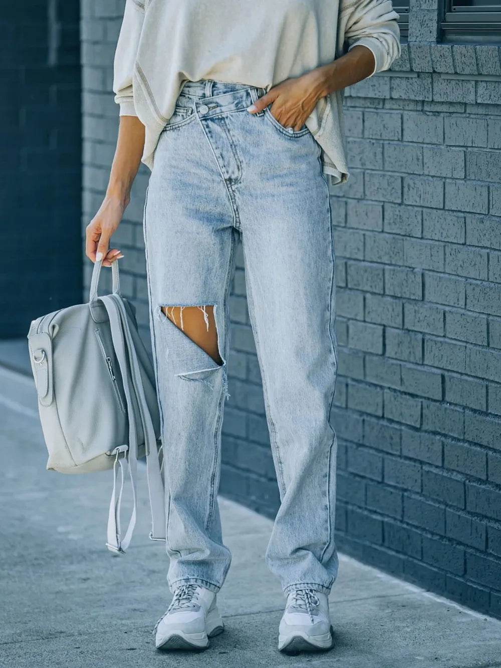 Distressed Asymmetric Waist Jeans Light Trendsi b63121ec-b535-4591-ace5-434f913e1aa1-Max
