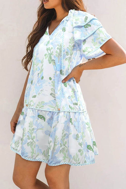 Floral Contrast Edge Layered Short Sleeve Mini Dress Trendsi b645d992-7968-404f-a5b8-742497e38562-Max-Origin