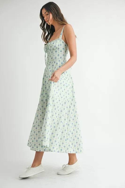 MABLE Floral Print Bustier Back Lace Up Midi Dress Trendsi b6531f7fa4e846c0afa4cc3e62b483ed-Max-Origin