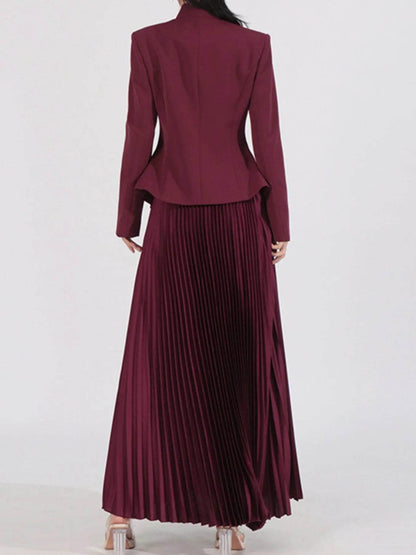 Button Up Long Sleeve Top and Pleated Skirt Set Trendsi b6a86a03-bc8b-4afe-9d97-8151dfeff14f-Max-Origin