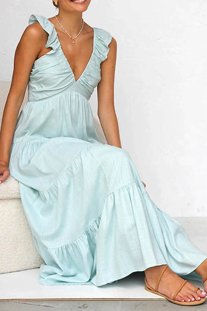 Ruffled V-Neck Tiered Dress Trendsi b6c9ba66-0853-4c94-b406-a1c7fb3e47be-Max-Origin