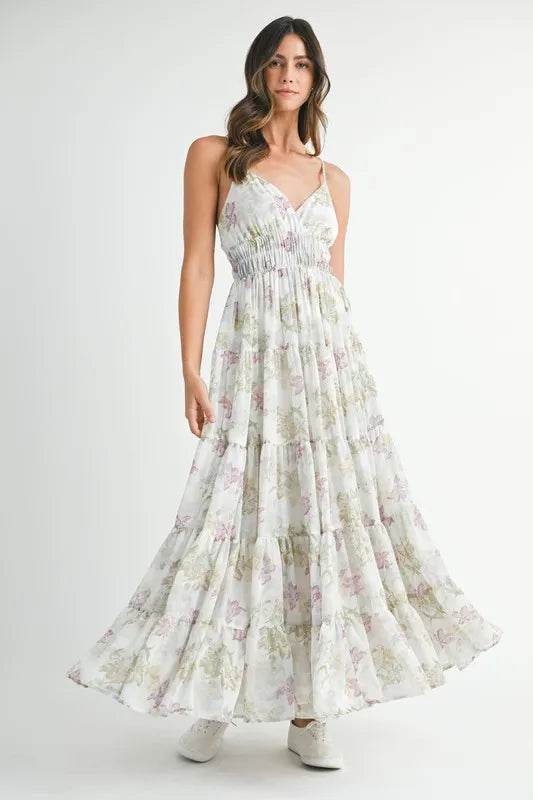 MABLE Floral Print Tiered Cami Maxi Dress Green Trendsi b6cc71dbaf574c7c8654e51928324597-Max-Origin