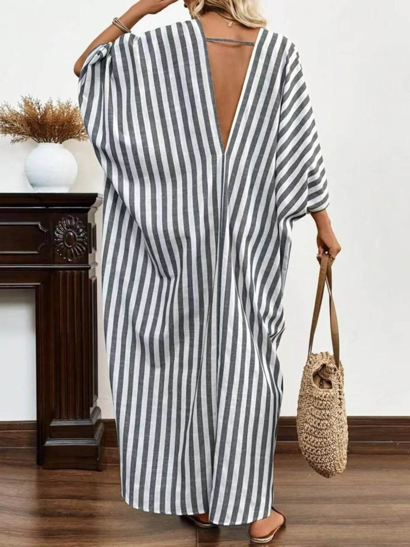 Striped V-Neck Maxi Dress Trendsi b75f78b1cfeb4016b75178cf916f125f-Max-Origin