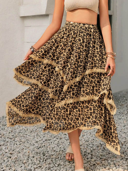 Lace Detail Layered Printed Skirt Leopard Trendsi b78f5ce5-2d57-4d95-9a6f-1909d73b73ea-Max