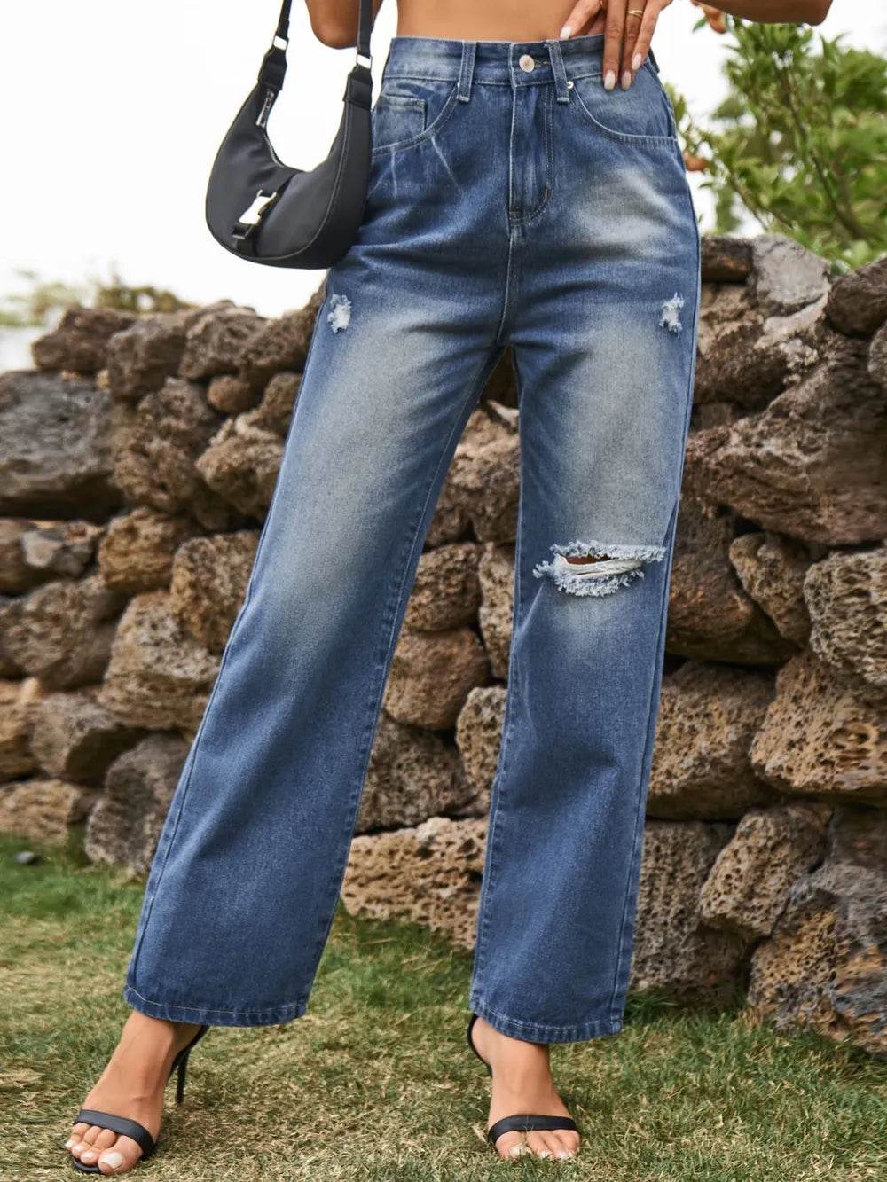 Distressed Jeans with Pockets Trendsi b7b817e1-4d97-4a5d-8b37-5197d54b57b6-Max