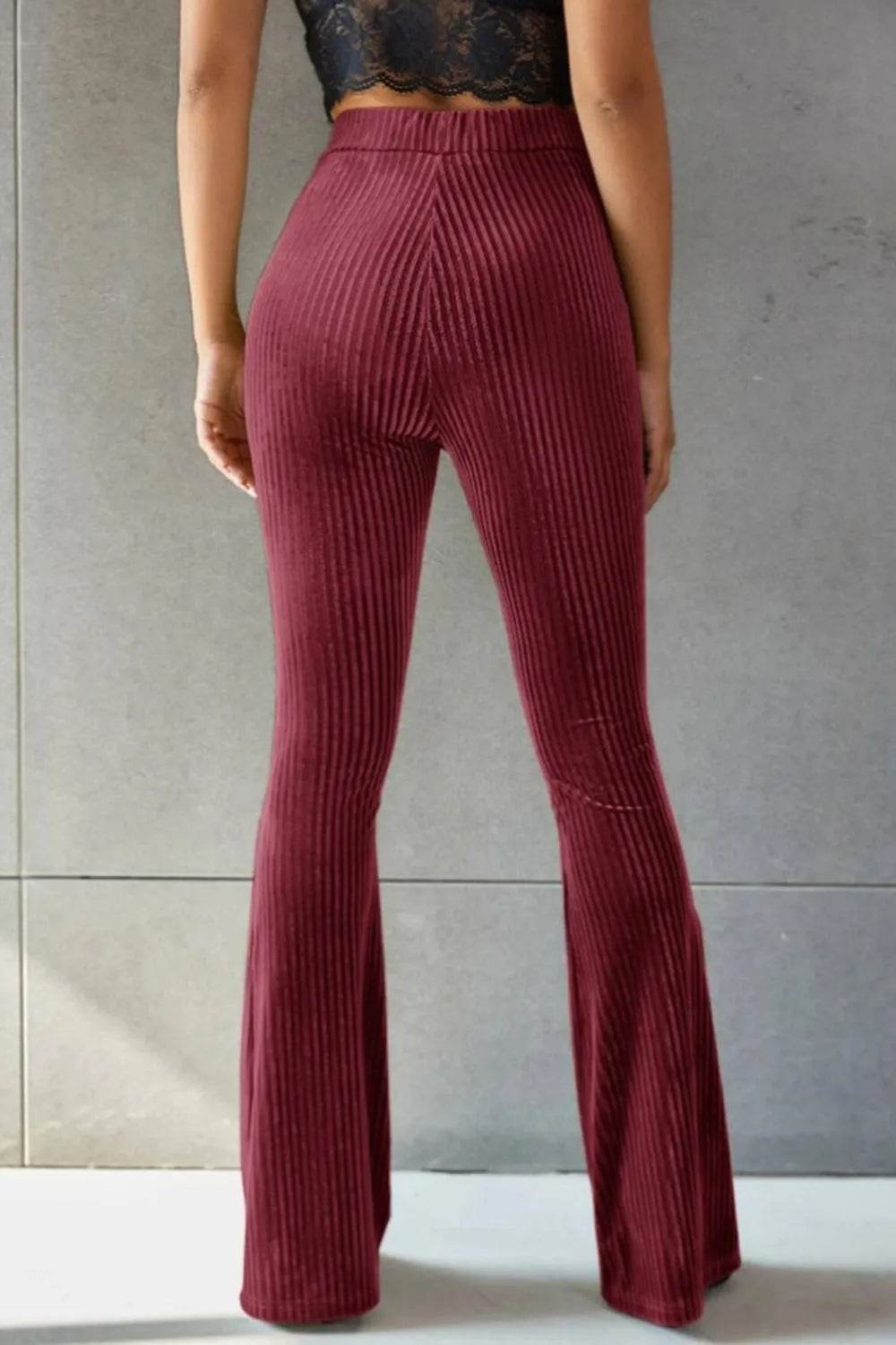 Ribbed High Waist Flare Pants Trendsi b7de99e9-6e88-4d29-abe0-2c5aa17241bd-Max