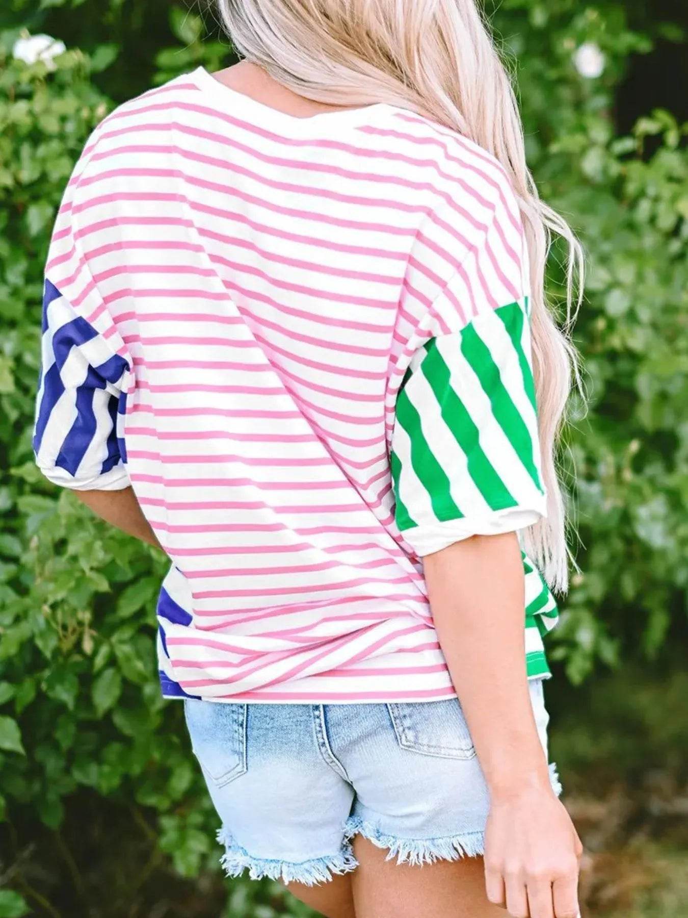 Colorful Striped Oversized T-Shirt Trendsi b7fb827c-8dd4-4492-8d3e-f8e78b2696b1-Max-Origin