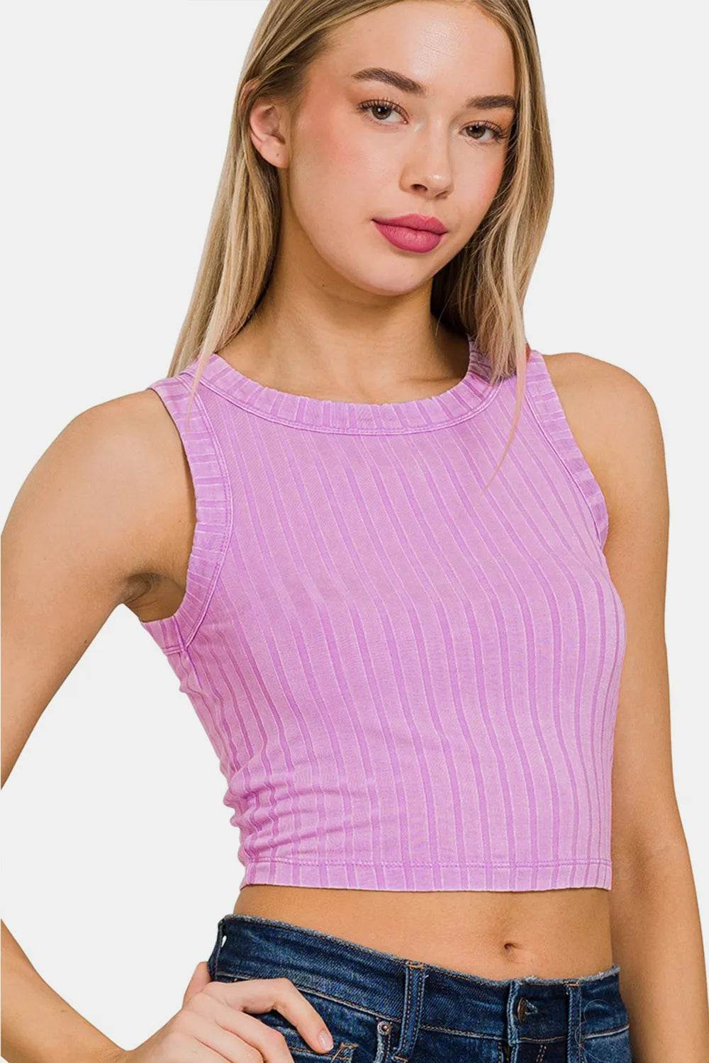 Zenana Ribbed Round Neck Cropped Tank Trendsi b8245c2e-09e0-441e-ab8f-19664cfd3371-Max
