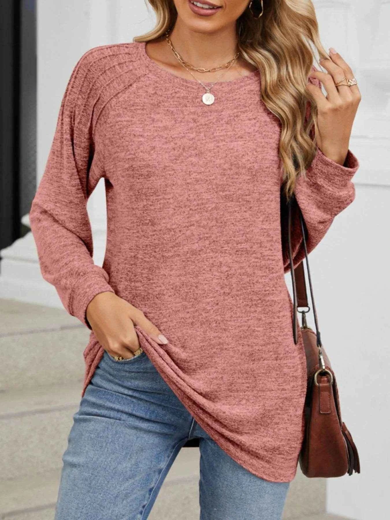 Round Neck Long Sleeve T-Shirt Pink Trendsi b824b1f3-7d4f-4d91-af44-5a3bd6a16d55-Max-Origin