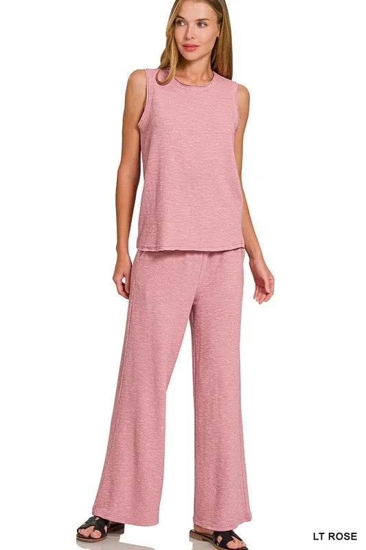 Zenana Cotton Slub Tank and Pants Set LT ROSE Trendsi b8467af574bf4d4e98777c0d3ec34f7c-Max-Origin