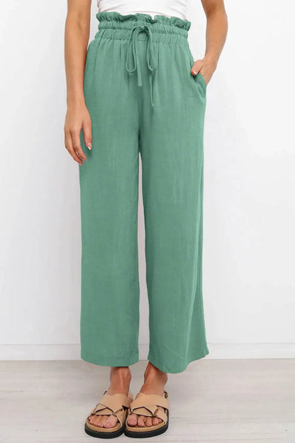 Drawstring Paperbag Waist Wide Leg Pants Turquoise Trendsi b8c9d53d-ad34-4f8b-9a31-cc5308542abd-Max