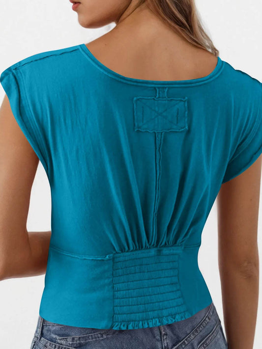 Deep V-Neck Cropped T-Shirt Trendsi b8d0a294eca646b2b46401bf9d90c85e-Max-Origin