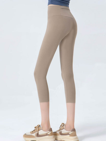 Wide Waistband Cropped Sports Leggings Beige Trendsi b8d1c2c5cf744dd7ab4b7cde5aad81bf-Max