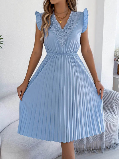 Lace Detail Ruffled Cap Sleeve Pleated Dress Trendsi b8fdc837-8da4-45ea-b10d-1d45d6010af5-Max-Origin