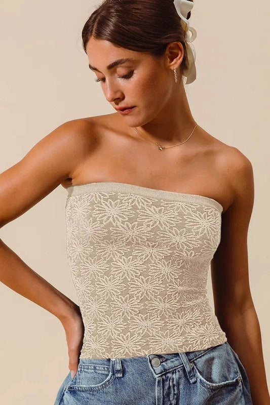 SO ME Jacquard Floral Two Tone Seamless Tube Top Trendsi b94a9bfbee9d4be4bfc2a2d56900f98b-Max-Origin