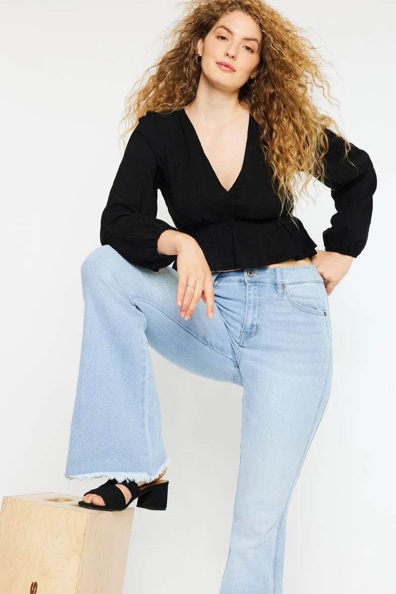 Kancan High Rise Curvy Flare Jeans Trendsi b95a81a3e4cb4c95aa353092eb4edbcc-Max-Origin