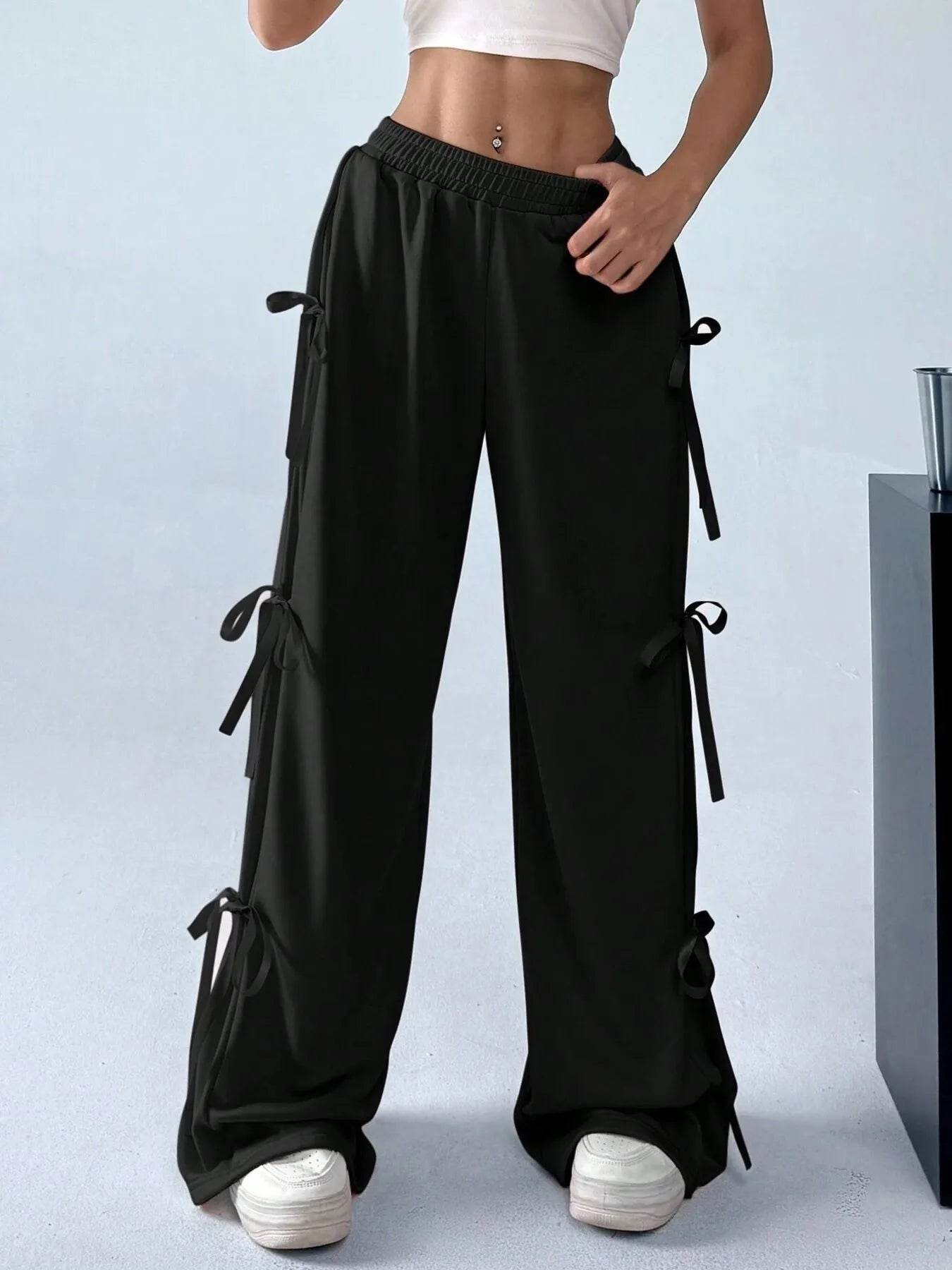 Cargo Wide Leg Pants with Side Tie Details Trendsi b97d3c53d127418eaa5be861422a5a0b-Max-Origin