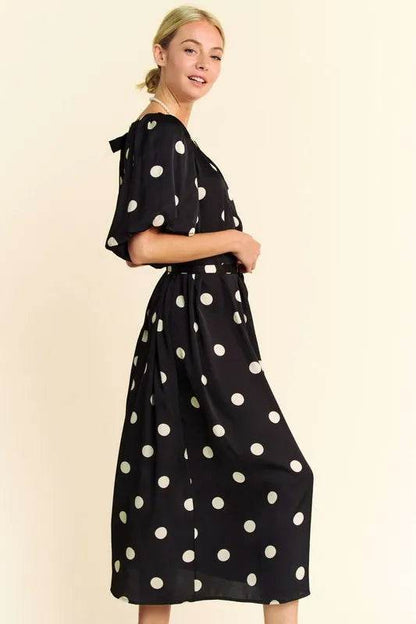 Davi & Dani Polka Dot Puff Sleeves Waist Tie Midi Dress Trendsi b9d23dcd6e674d80abee0fba23cb73ff-Max-Origin