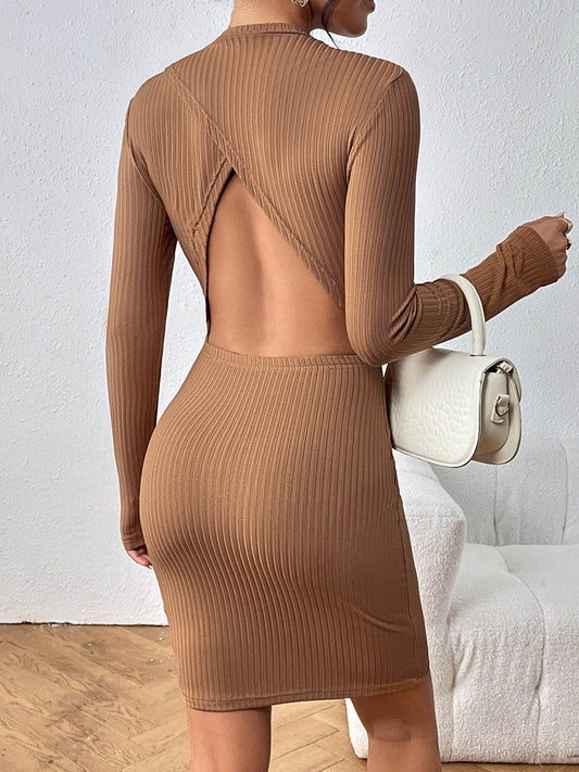 Honey Long Sleeve Ribbed Mini Dress Trendsi b9f1b6e2bba9447fbb2b0fd9a27daf4f-Max