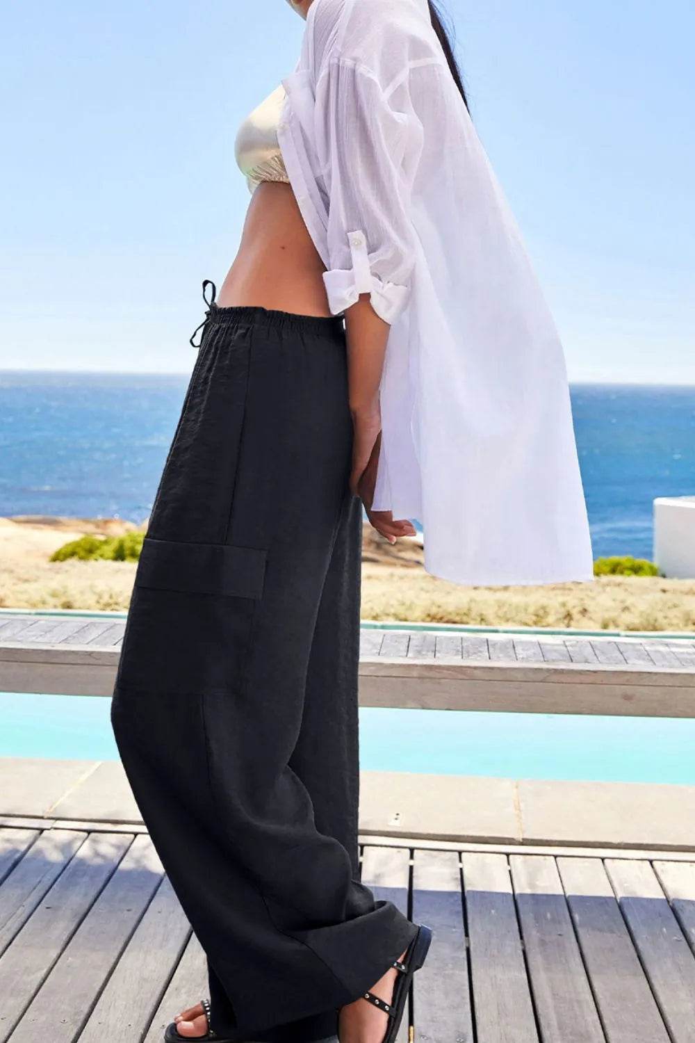 Drawstring Frilled Waist Wide Leg Utility Trousers Trendsi b9ff0315-3c62-4874-a462-6505d3ebaa0e-Max-Origin