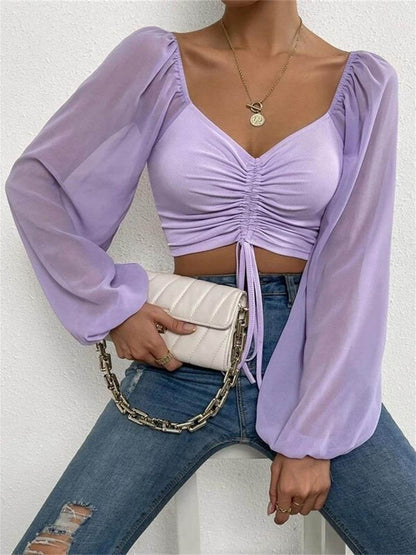 Drawstring Sweetheart Neck Cropped Top Lavender Trendsi ba097cb670ee4227ac08f3cda5c4fb97-Max