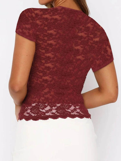 Lace Short Sleeve T-Shirt Trendsi ba2ea9bc-f971-4c77-a277-0a151699dbbc-Max-Origin