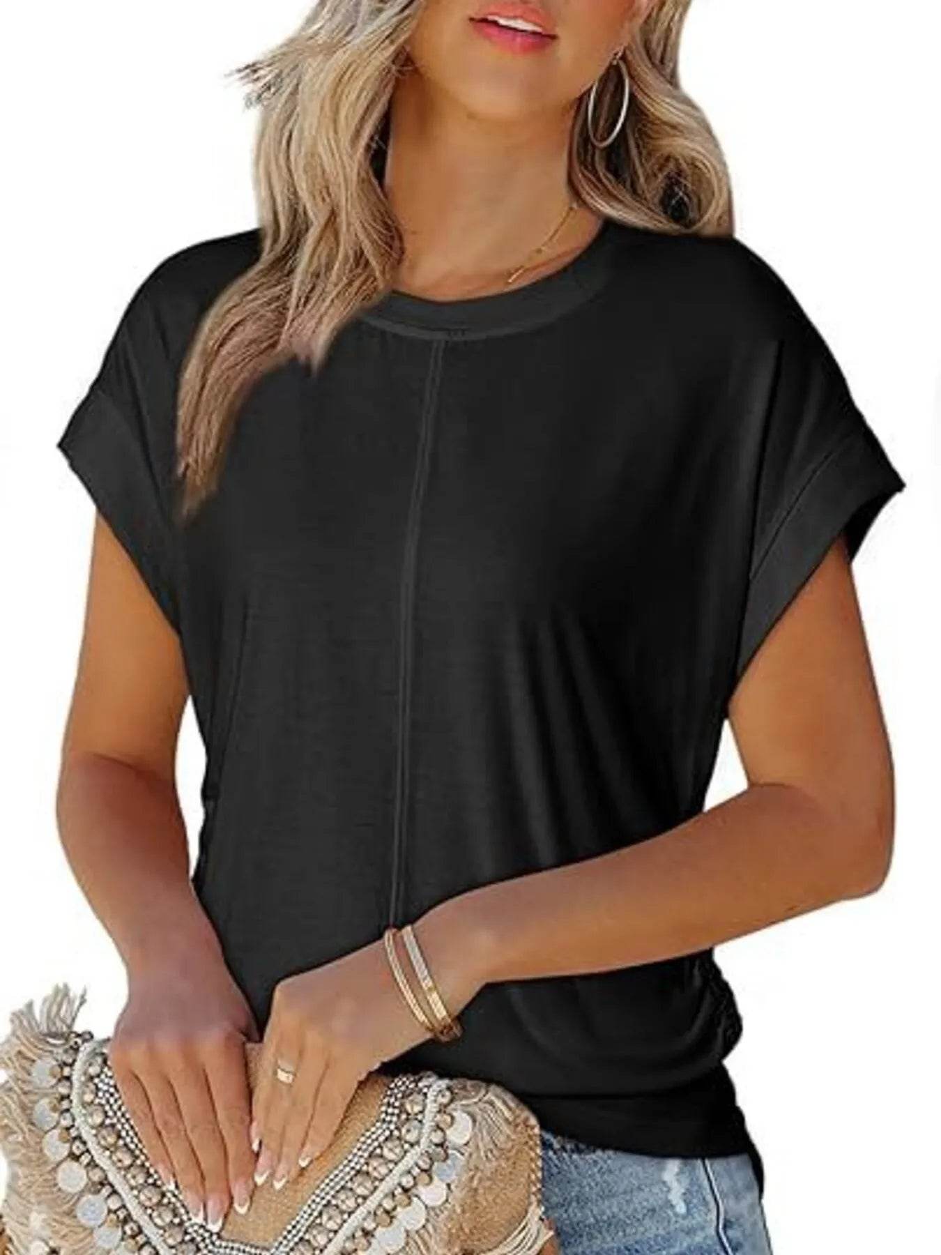 Round Neck Short Sleeve T-Shirt Trendsi ba35c15522bc4dcba00772135ab34bbb-Max-Origin