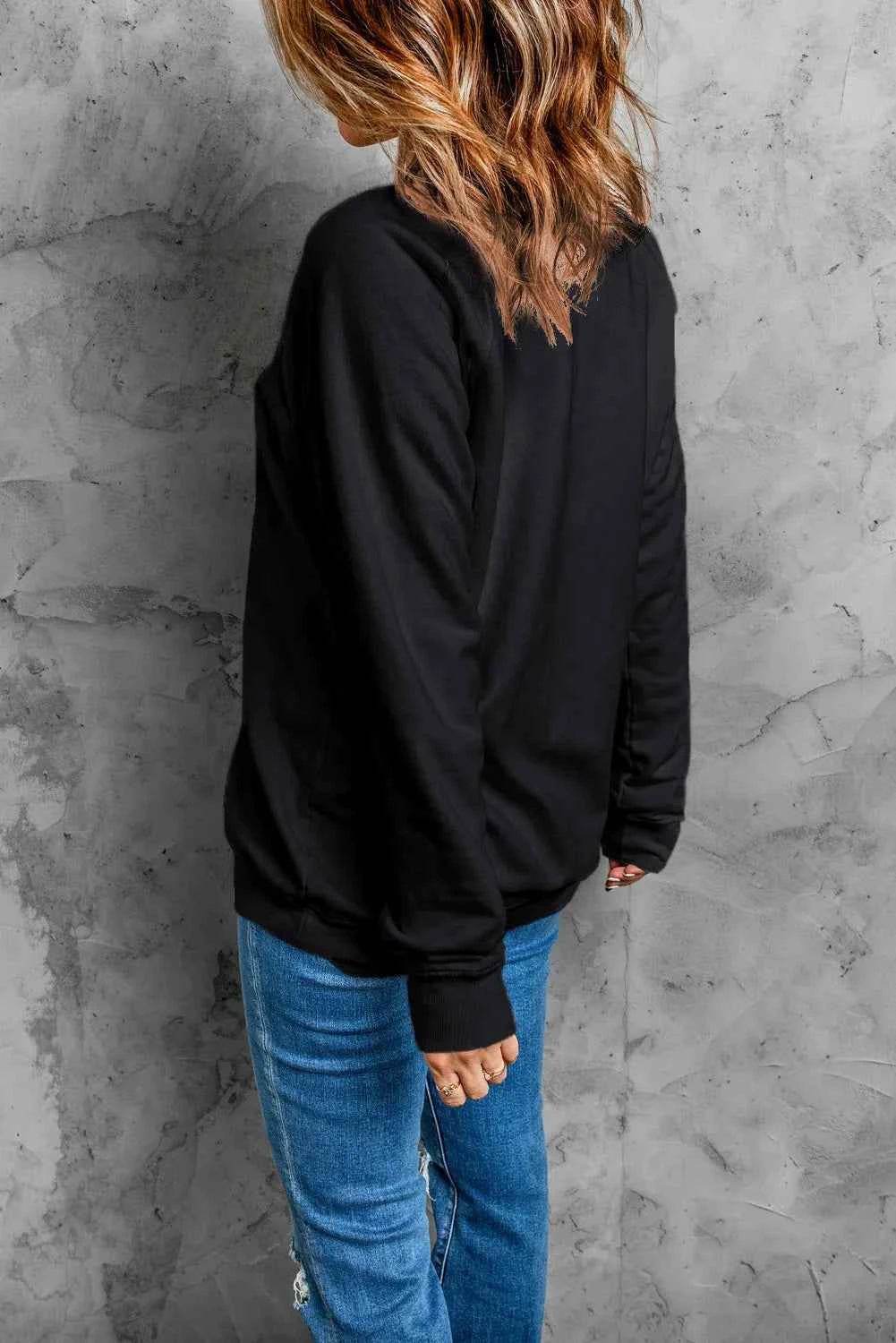 Ghost Round Neck Long Sleeve Sweatshirt Trendsi ba440793-1732-437f-b62d-a1d4a62340d1-Max