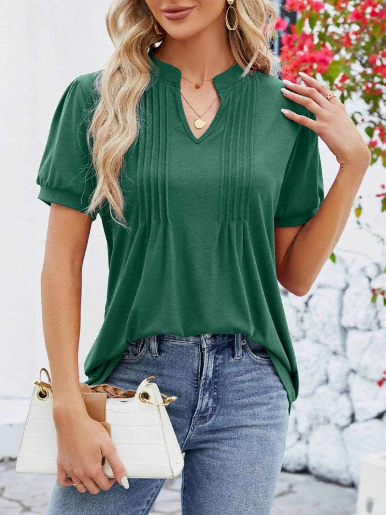 Notched Short Sleeve T-Shirt Trendsi ba57b77a-1b89-405f-86cd-78d204868c90-Max-Origin