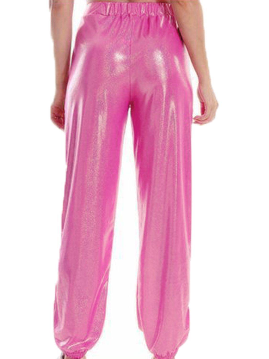 Glitter Elastic Waist Pants with Pockets Trendsi ba5fcd289b2647eaa8c6080c685775f2-Max