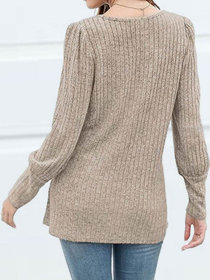 Decorative Button Square Neck Top Trendsi ba81eb5cf47448859506c9af3d11332b-Max