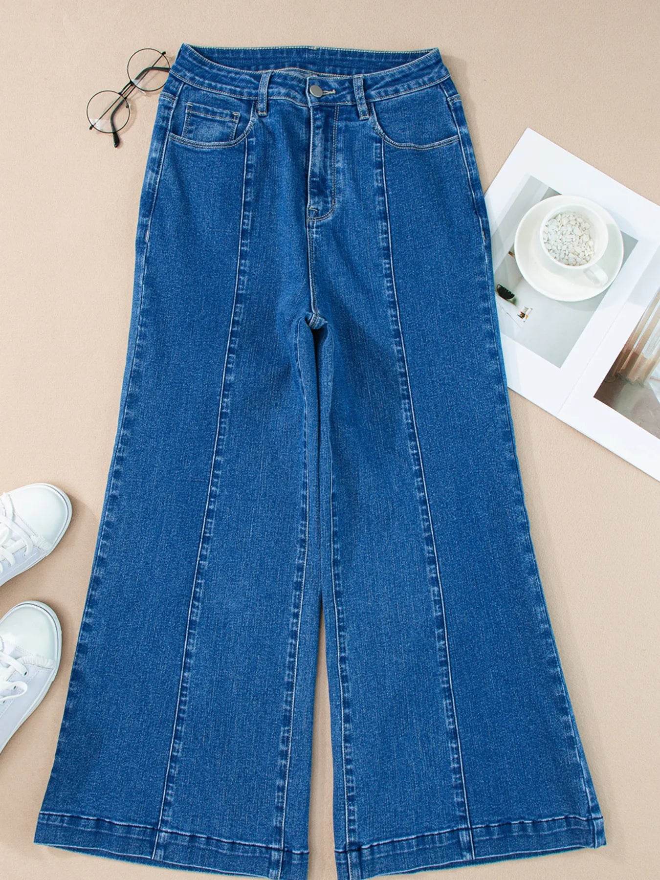 Seam Detail Flared Bottom Ankle Length Jeans Trendsi ba8af9da9aca4d57af38c013799f8ac3-Max-Origin