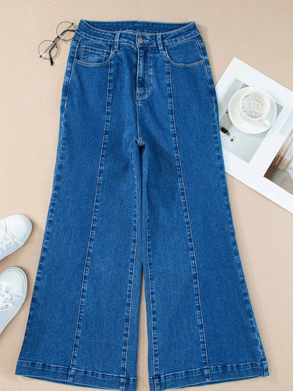 Seam Detail Flared Bottom Ankle Length Jeans Trendsi ba8af9da9aca4d57af38c013799f8ac3-Max-Origin