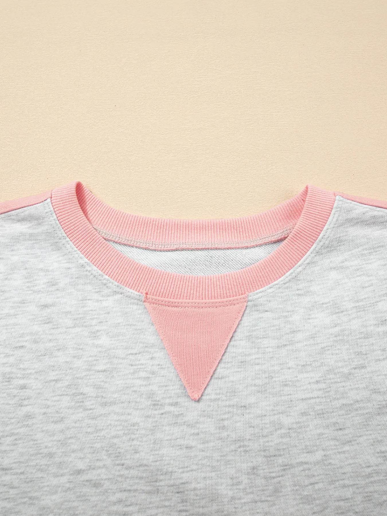Color Block Long Sleeve Sweatshirt and Shorts Set Trendsi bac5a873b3e842b985cbfa812a9130d6-Max-Origin