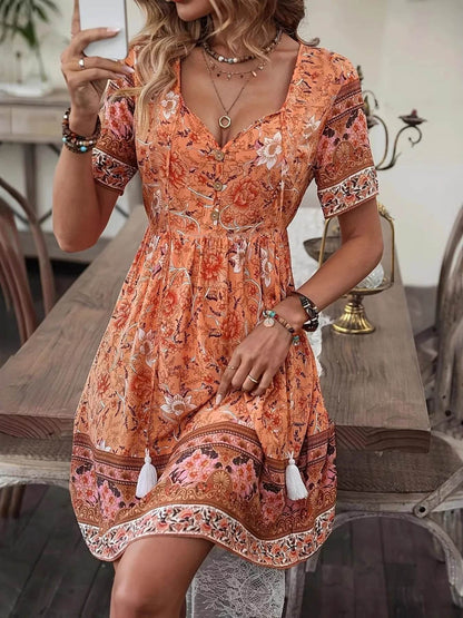 Printed Tie Neck Short Sleeve Summer Dress Orange Trendsi bad2260b4bab43f087e0acc2ba40397b-Max-Origin