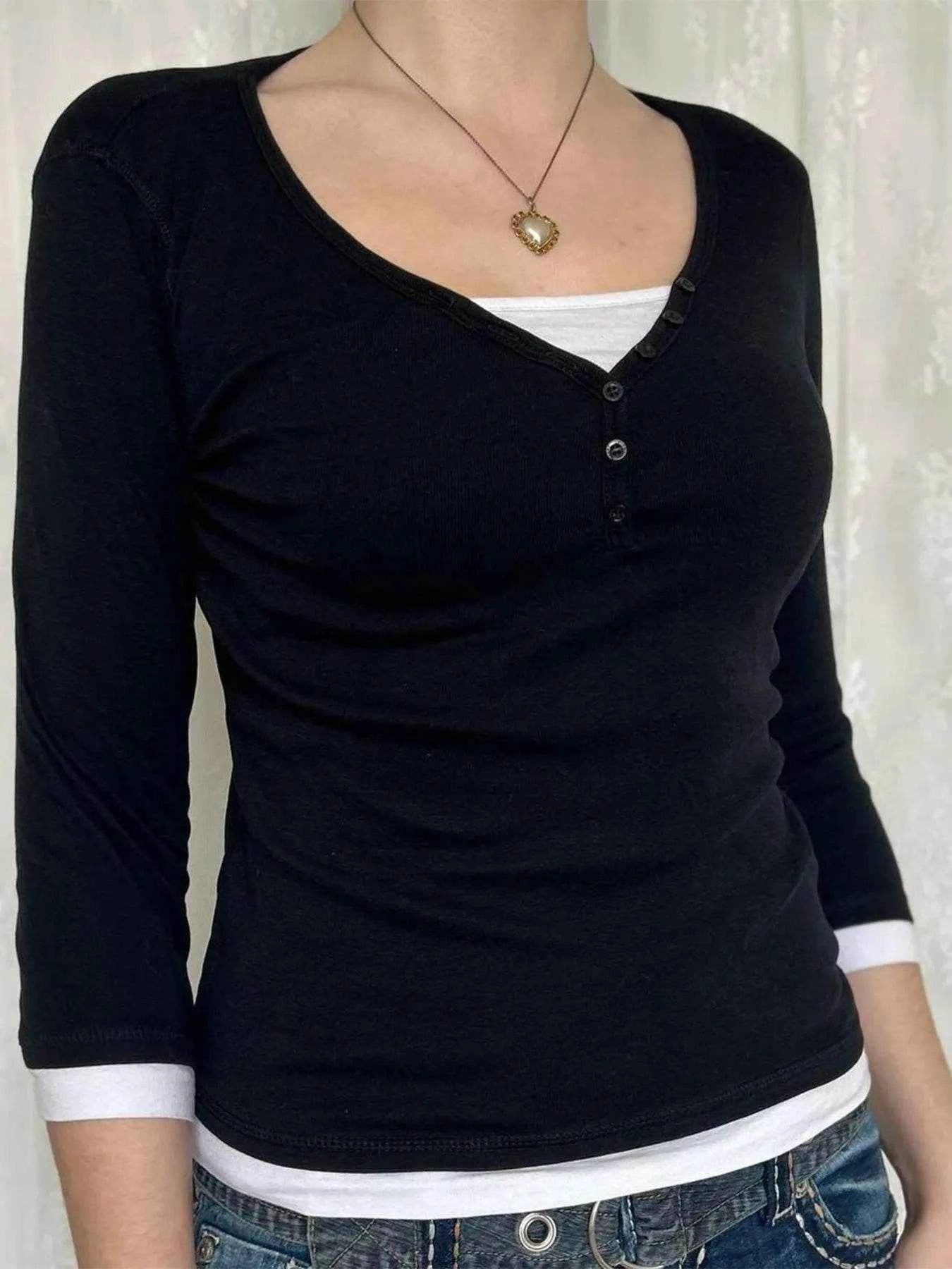 Contrast Trim Long Sleeve T-Shirt Trendsi bade879de55844d28a63766f11f5f45a-Max-Origin