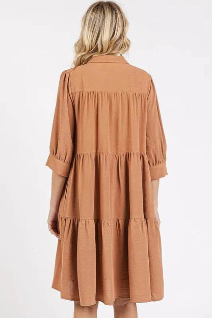 Mittoshop Button Detail Collared Neck Tiered Shirt Dress Trendsi bae5a191-3ee3-4b0c-805a-a7604a2a28ec-Max