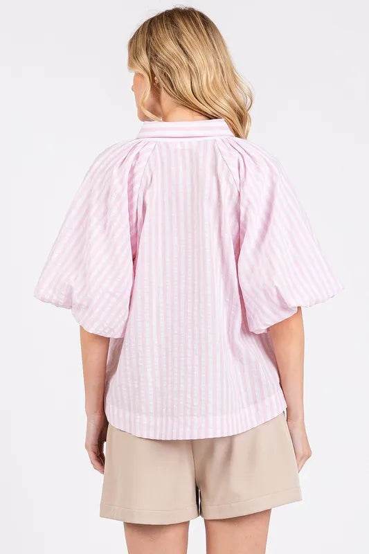 Mittoshop Button Down Striped Puff Sleeve Shirt Trendsi baecb395-0073-406c-b6fd-be44211d1c4d-Max
