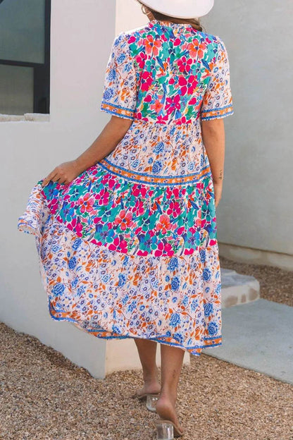 Mixed Floral Print Tie Neck Short Sleeve Dress Trendsi baf03c45-0999-45f2-a34e-62e8894386d4-Max